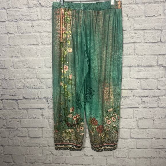Floral Turquoise Gypsy Style Pants Women Size XL - Picture 6 of 7